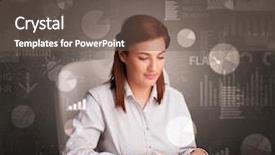  Presentation with office management - Beautiful slide set featuring audit management - young manager at the office backdrop and a gray colored foreground