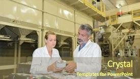  Presentation with man joined woman - Slide set having audit quality - man and woman inspecting packets background and a tawny brown colored foreground