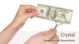  Presentation with audit security - Cool new presentation theme with audit security - woman hands with magnifying glass backdrop and a  colored foreground