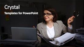  Presentation with audit - Colorful presentation theme enhanced with audit working papers - female employee suffering from excessive backdrop and a black colored foreground