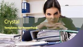  Presentation with unhappy - Audience pleasing PPT theme consisting of audit working papers - female employee unhappy with excessive backdrop and a  colored foreground