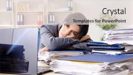  Presentation with unhappy - PPT theme having audit working papers - middle aged businesslady unhappy background and a lemonade colored foreground