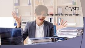  Presentation with audit - Colorful presentation enhanced with audit working papers - middle aged businesslady unhappy backdrop and a  colored foreground