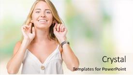  Presentation with beautiful young woman getting face - Presentation theme consisting of auditing - beautiful young woman over isolated background and a lemonade colored foreground