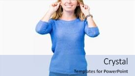  Presentation with blue - Presentation theme consisting of auditing - beautiful young woman wearing blue background and a teal colored foreground