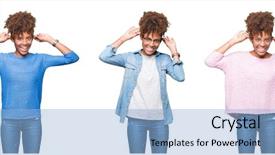  Presentation with african american girl power business - Slide set having auditing - collage of young beautiful african background and a light blue colored foreground