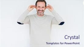  Presentation with elegant man in glasses optics - PPT theme having auditing - elegant senior man over isolated background and a sky blue colored foreground