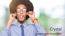  Presentation with african american business - Slide set consisting of auditing - young african american business man background and a light blue colored foreground