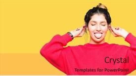  Presentation with red - PPT theme having auditing - young beautiful woman wearing red background and a red colored foreground