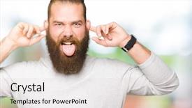  Presentation with ears - Audience pleasing slides consisting of auditing - young blond man wearing casual backdrop and a light gray colored foreground