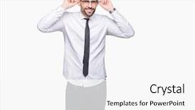  Presentation with ears - PPT theme having auditing - young handsome business man wearing background and a white colored foreground