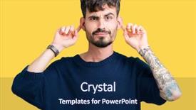  Presentation with isolated paw prints over white - Presentation featuring auditing - young handsome man over isolated background and a navy blue colored foreground