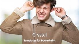  Presentation with winter - Colorful presentation theme enhanced with auditing - young handsome man wearing winter backdrop and a coral colored foreground