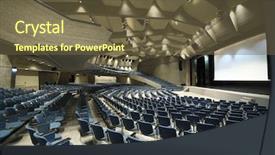  Presentation with congress - PPT layouts with auditoria - interior of a congress palace background and a tawny brown colored foreground