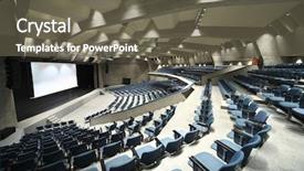 Presentation with conference - Beautiful presentation theme featuring auditorium - interior of a conference hall backdrop and a tawny brown colored foreground
