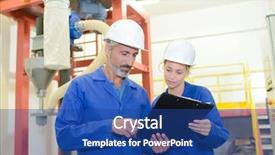  Presentation with factory workers - Audience pleasing PPT layouts consisting of auditor - two factory workers looking backdrop and a ocean colored foreground