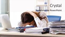  Presentation with employee benefit - Slides having auditor - young female employee unhappy background and a white colored foreground