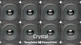  Presentation with array - Beautiful presentation theme featuring diaphragm - array of a loudspeakers isolated backdrop and a dark gray colored foreground