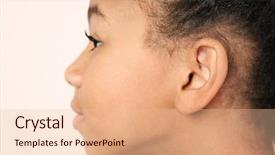  Presentation with hearing - Theme featuring auditory - little african-american girl on light background and a lemonade colored foreground