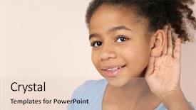  Presentation with diagnosis - Cool new slide set with ear diagnosis - little african-american girl with hearing backdrop and a lemonade colored foreground