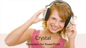  Presentation with assistive listening device - Slides featuring complacency - young redheaded woman listening background and a coral colored foreground