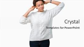  Presentation with audits - Cool new PPT layouts with audits - beautiful young african american woman backdrop and a white colored foreground