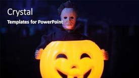  Presentation with custom - Presentation theme consisting of aug-18-2019-halloween-michael background and a navy blue colored foreground