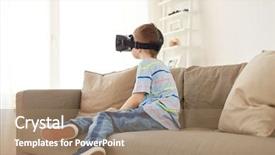  Presentation with augmented reality - Amazing presentation having augmented reality entertainment and people backdrop and a coral colored foreground