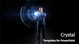  Presentation with augmented reality - Beautiful PPT theme featuring augmented reality people and future backdrop and a black colored foreground