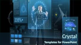  Presentation with augmented reality business - PPT theme with augmented reality people and future background and a ocean colored foreground