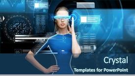  Presentation with augmented reality - PPT theme having augmented reality science future technology background and a ocean colored foreground