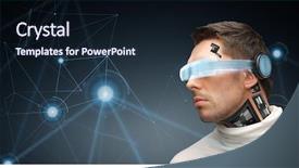  Presentation with augmented reality - Amazing PPT theme having augmented reality technology business future backdrop and a wine colored foreground