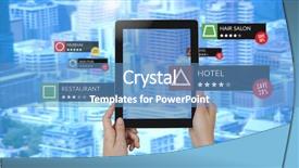  Presentation with augmented reality - Slides consisting of digital composite of app review locations in augmented reality with city buildings background and a teal colored foreground