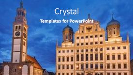  Presentation with town hall - Amazing slides having augsburg-cityscape-with-illuminated-perlach backdrop and a teal colored foreground