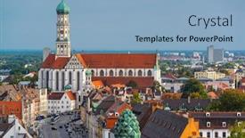  Presentation with skyline - Colorful presentation design enhanced with augsburg-germany-old-town-skyline backdrop and a light blue colored foreground