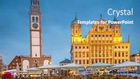  Presentation with germany and war - Presentation having augsburg germany townscape at rathausplatz plaza background and a teal colored foreground