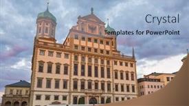  Presentation with town hall - Slide set with augsburg-town-hall-augsburger-rathaus background and a light blue colored foreground