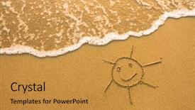  Presentation with august - Presentation theme having august - sun drawn in the sand background and a gold colored foreground
