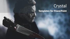  Presentation with slasher - Beautiful PPT theme featuring august-26-2020-halloween-slasher backdrop and a tawny brown colored foreground