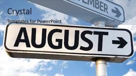  Presentation with august - Presentation theme featuring august direction sign background and a teal colored foreground