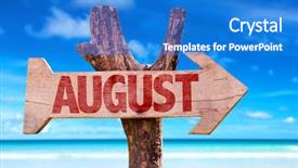  Presentation with august - Beautiful presentation featuring august wooden sign with beach backdrop and a cobalt blue colored foreground