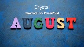 Presentation with august - Presentation design featuring august-word-on-a-blue background and a teal colored foreground