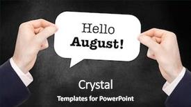  Presentation with august - Cool new slides with august written on a speechbubble backdrop and a dark gray colored foreground