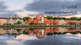  Presentation with maine - PPT theme enhanced with augusta-maine-usa-downtown-skyline background and a light blue colored foreground