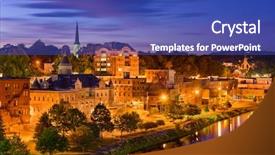  Presentation with columbus ohio usa skyline - Audience pleasing slide deck consisting of augusta maine usa downtown skyline backdrop and a cobalt blue colored foreground