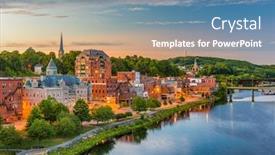  Presentation with maine - Audience pleasing slides consisting of augusta maine usa downtown skyline on the kennebec river backdrop and a teal colored foreground