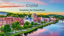  Presentation with maine - PPT theme enhanced with augusta maine usa downtown skyline on the kennebec river background and a light blue colored foreground
