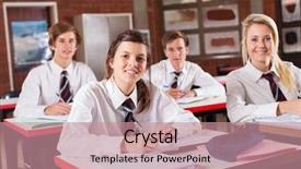  Presentation with high school students - PPT theme featuring aula de libras - group of high school students background and a coral colored foreground