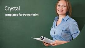  Presentation with blackboard - Slide set featuring aula de libras - smiling student or teacher background and a  colored foreground