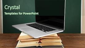  Presentation with stack books - PPT layouts having aula de libras - stack of books with laptop background and a tawny brown colored foreground